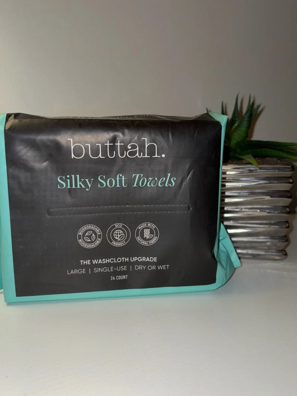 Buttah Silky Soft Towels Washcloths - Aqua (24 Count)